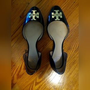 Tory Burch  patent leather flats with beautiful  buckle detail